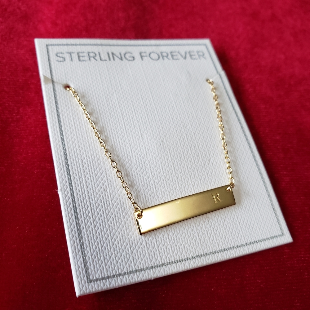 NEW Gold tone Sterling Forever 925 letter R necklace - Picture 2 of 5